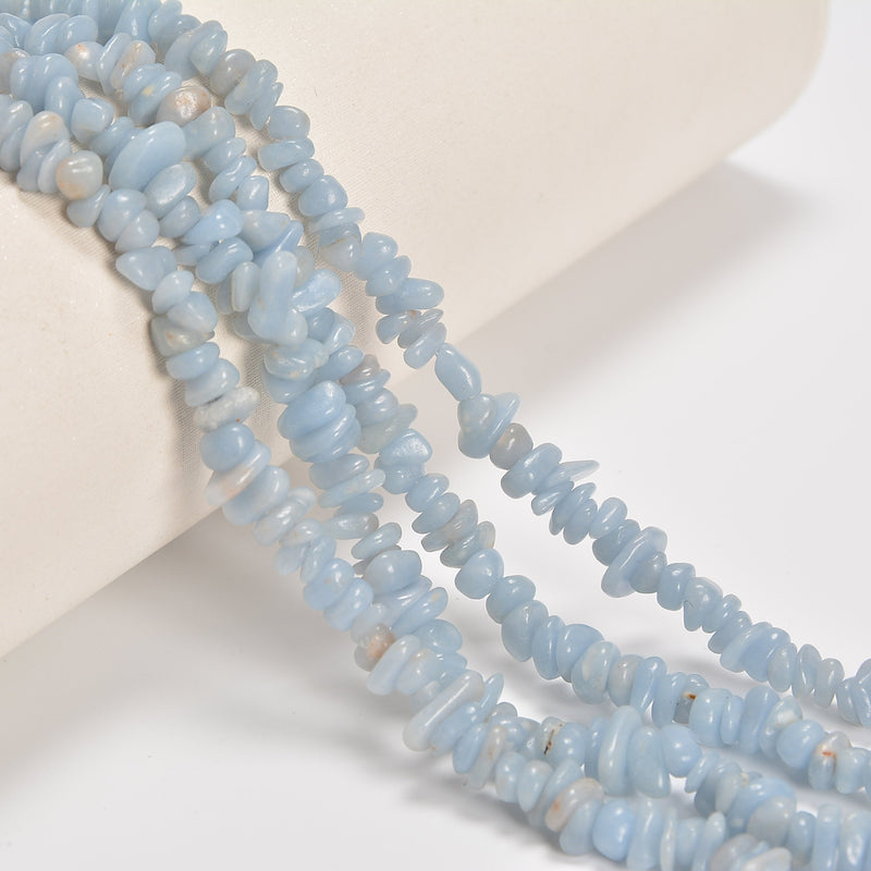 Angelite / Anhydrite Smooth Loose Chips Beads 7-8mm - 34" Strand