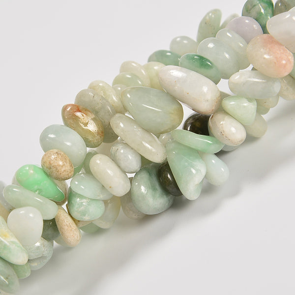 Natural Green Jadeite Smooth Loose Chips Beads 7-8mm - 34" Strand
