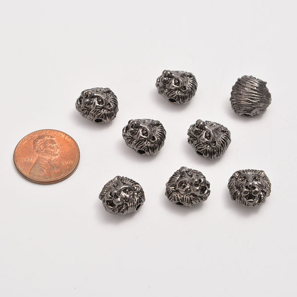 12mm Gunmetal Lion Head Beads, Spacer Beads, Rondelle Bead Accents, Bead Accessories Jewelry Making DIY Bracelets Necklaces