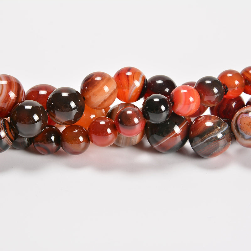 Fancy Stripe Agate Smooth Round Loose Beads 6mm-12mm - 15.5" Strand