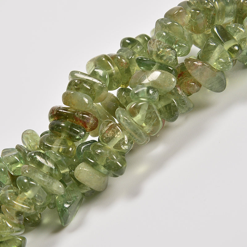 Green Apatite Smooth Loose Chips Beads 7-8mm - 34" Strand