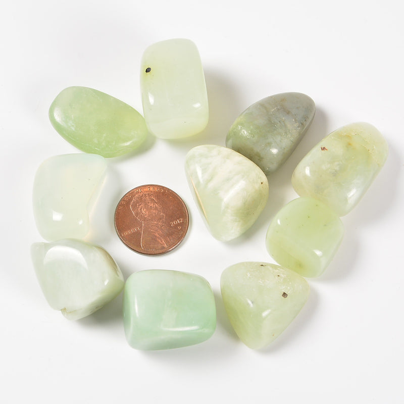 Light Green Jade Tumbled Stones Gemstone Crystal 20-30mm, Healing Crystals, Medium Size Stones