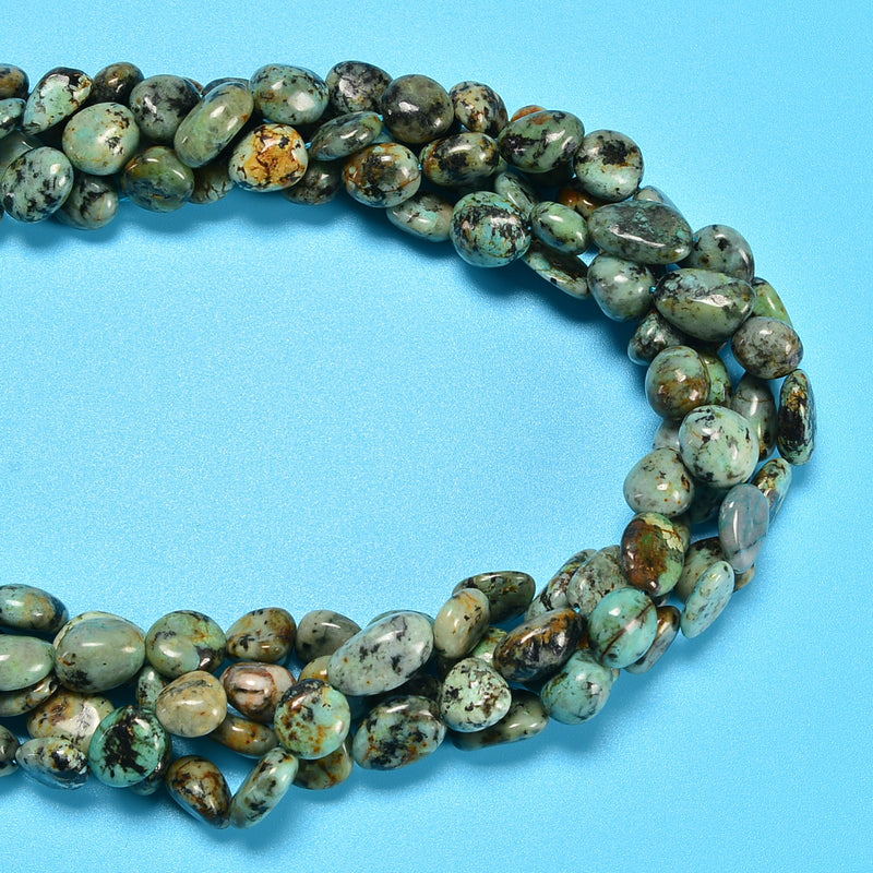 African Turquoise Jasper Smooth Pebble Nugget Loose Beads 8-12mm - 15" Strand