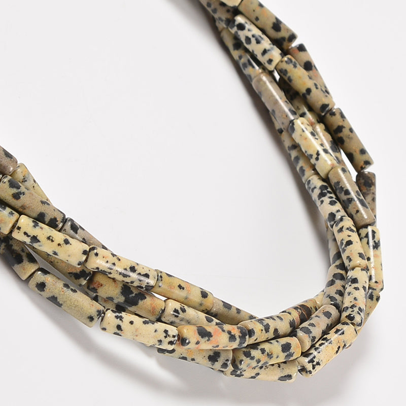 Dalmatian Jasper Smooth Cylinder Tube Loose Beads 4x13mm - 15" Strand