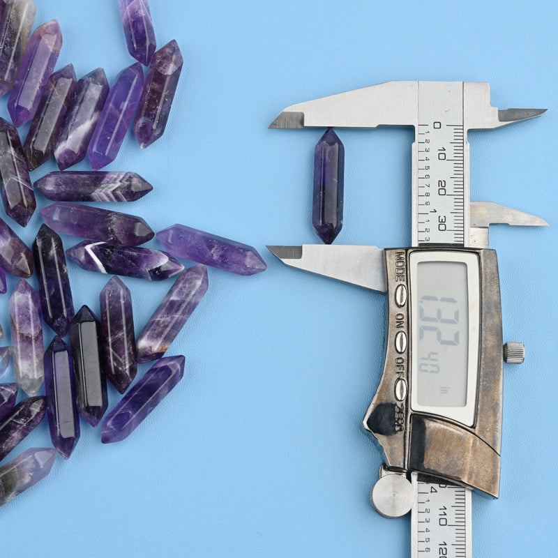 5 pieces of Random Amethyst Points Crystal, No Hole, Undrilled Natural Amethyst Double Pointed Gemstone, For Wrapped Pendants Making.
