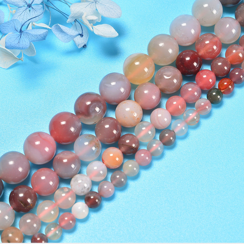 Natural Alashan Agate Smooth Round Loose Beads 6mm-12mm - 15" Strand