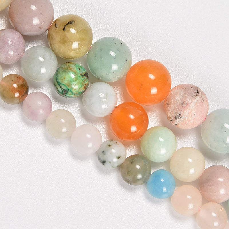 Light Chakra Gemstone Smooth Round Loose Beads 6mm-10mm - 15" Strand