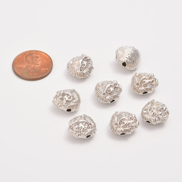 12mm Silver Lion Head Beads, Spacer Beads, Rondelle Bead Accents, Bead Accessories Jewelry Making DIY Bracelets Necklaces