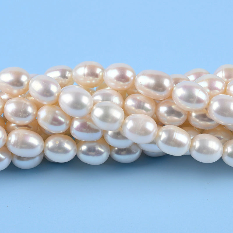 Fresh Water Pearl Rice Loose Beads 5x7mm, 6x9mm, 8x10mm - 15.5" Strand