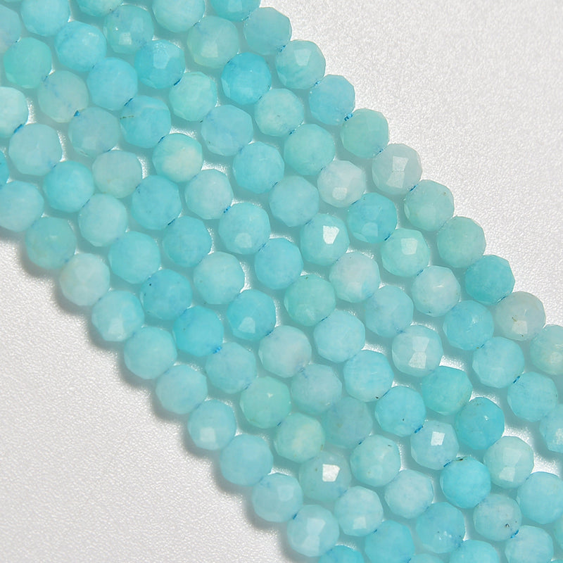 Green Amazonite Faceted Round Loose Beads 2mm-4mm - 15.5" Strand