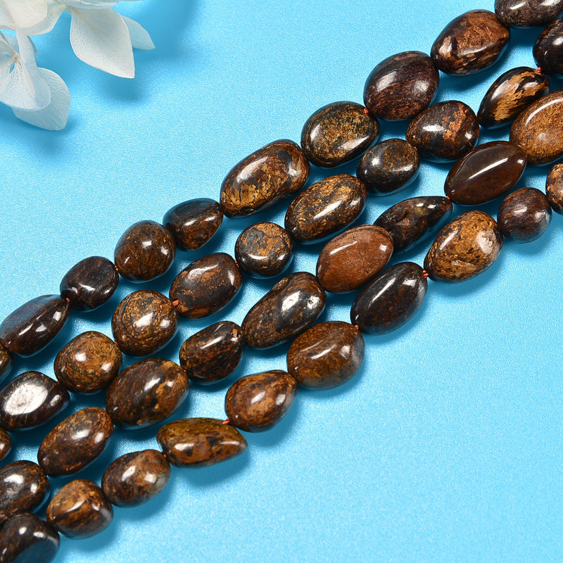 Bronzite Smooth Pebble Nugget Loose Beads 8-12mm - 15" Strand
