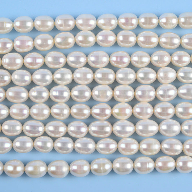 Fresh Water Pearl Rice Loose Beads 5x7mm, 6x9mm, 8x10mm - 15.5" Strand