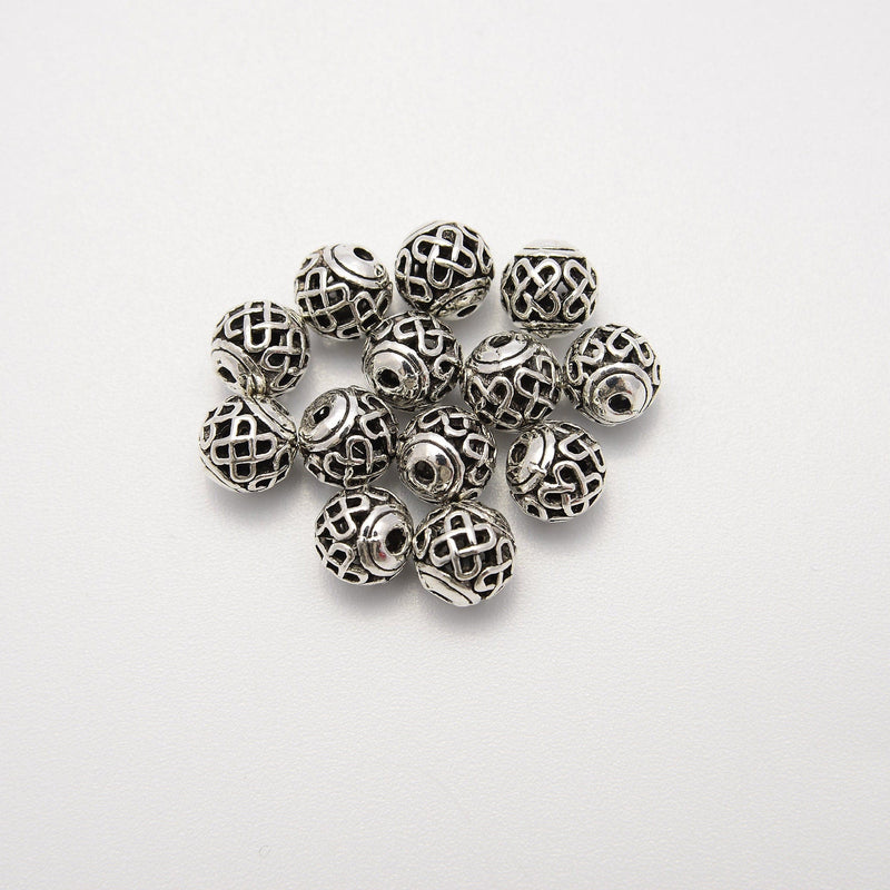 7mm Daisy Spacers with 2mm Hole, Antique Silver Jewelry Spacer Beads (30)