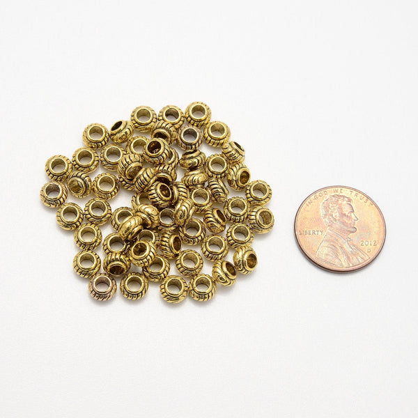 3mm Gold Corrugated Tire Wheel Beads, Spacer Beads, Rondelle Bead Accents, Bead Accessories Jewelry Making DIY Bracelets Necklaces