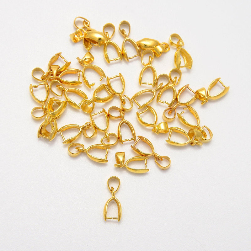 16mm Gold Pinch Bails Pendant Clips, Spacer Beads, Rondelle Bead Accents, Bead Accessories Jewelry Making DIY Bracelets Necklaces