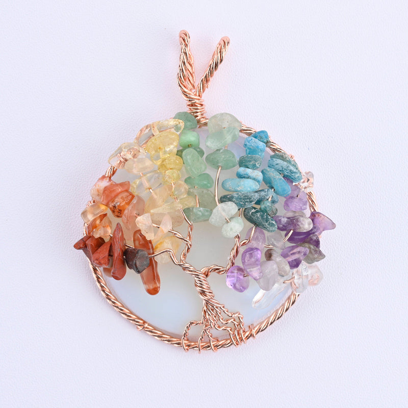 7 Chakra Tree of Life Gemstone Circle Pendant - Multi Color –   Imports, Inc.