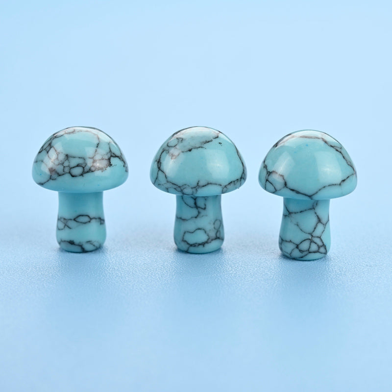 Carved Green Turquoise Howlite Mushroom Crystal Figurine, 20mm.