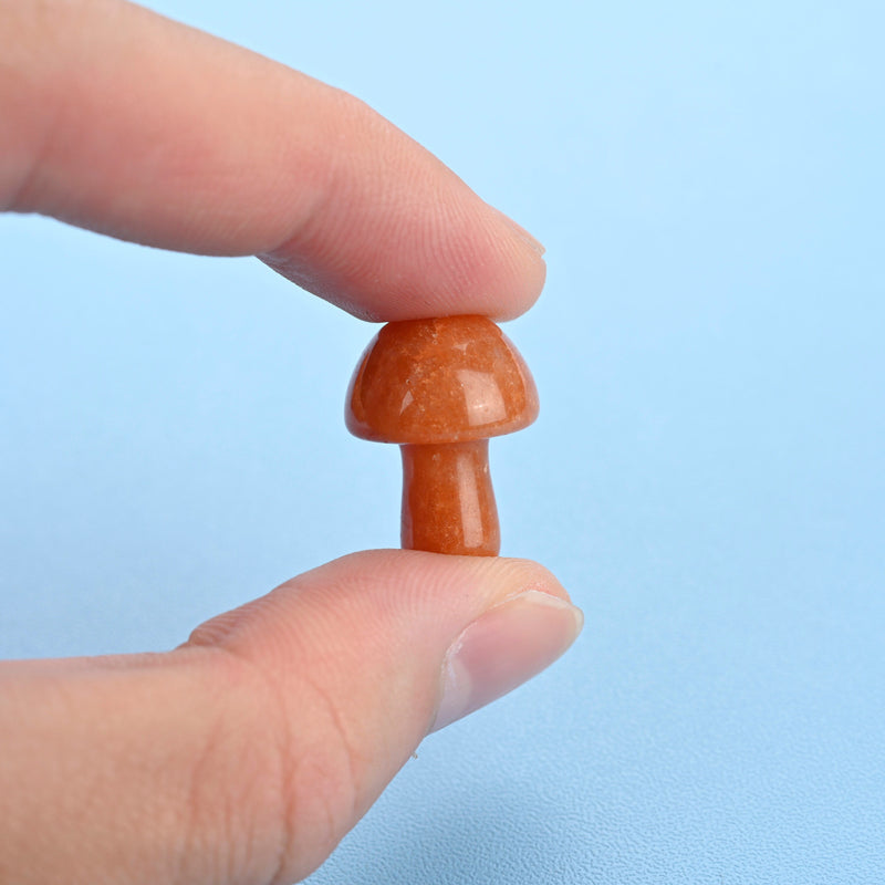 Carved Mushroom Crystal Figurine, 20mm Natural Red Aventurine Mushroom Gemstone, Crystal Decor, Red Aventurine.