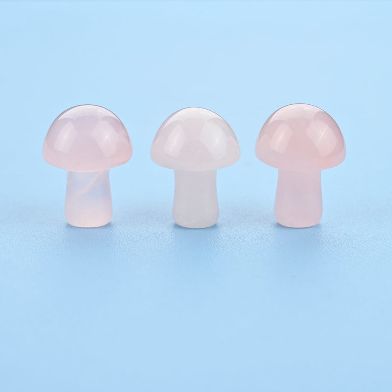 Carved Mushroom Crystal Figurine, 20mm Natural Rose Quartz Mushroom Gemstone, Crystal Decor, Rose Quartz.