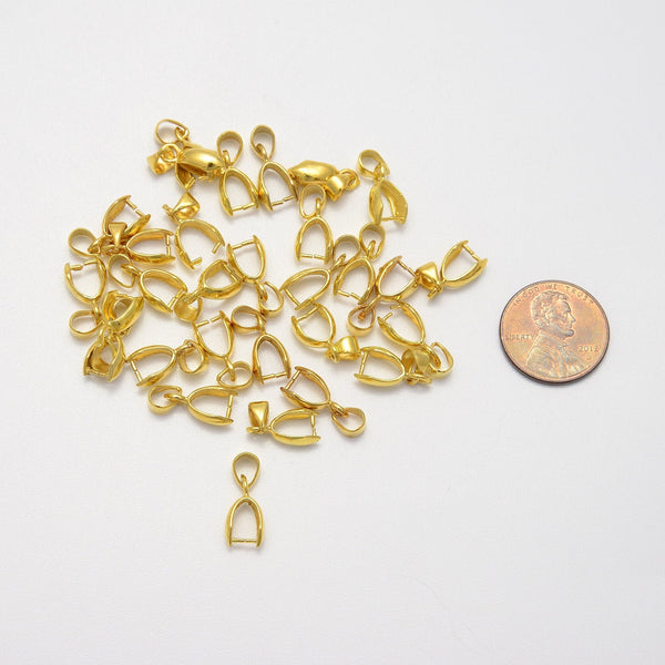 16mm Gold Pinch Bails Pendant Clips, Spacer Beads, Rondelle Bead Accents, Bead Accessories Jewelry Making DIY Bracelets Necklaces