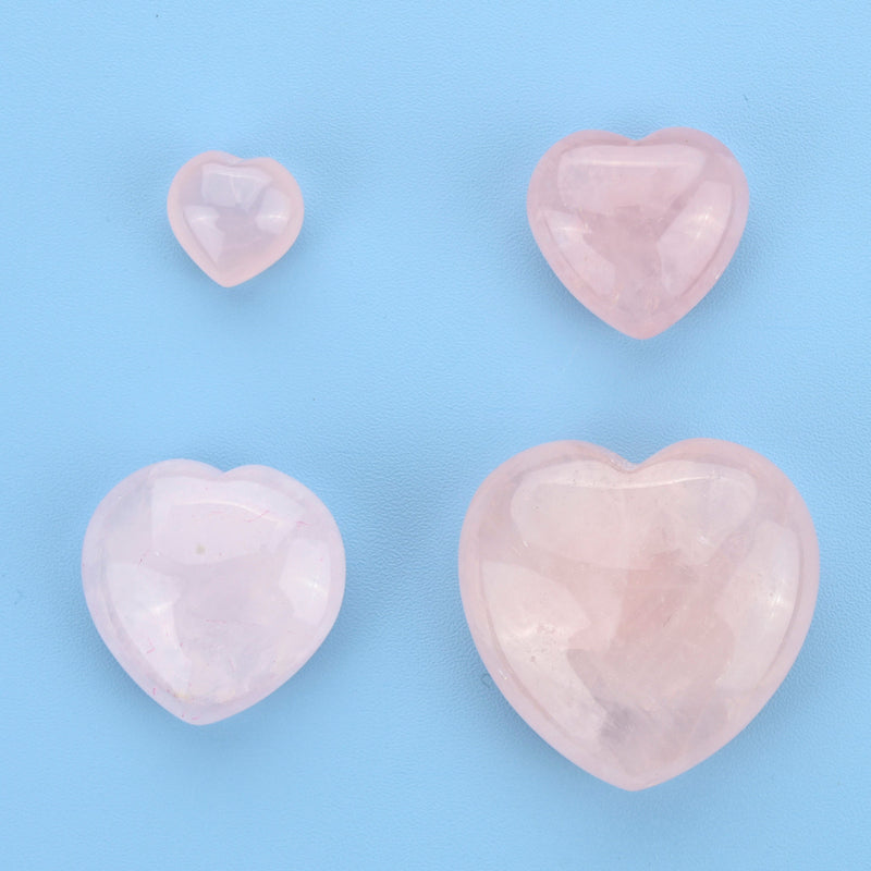 Carved Heart Figurine, 15mm, 25mm, 30mm, 40mm Natural Rose Quartz Heart Gemstone, Heart Crystal Decor.