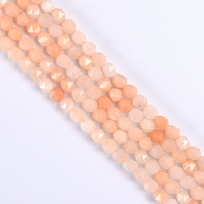 Pink Aventurine Star Cut Faceted Loose Beads 8mm - 15" Strand