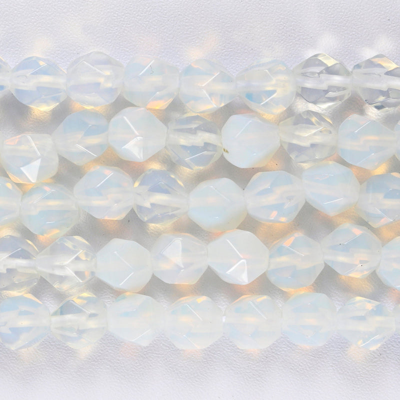Opalite Star Cut Faceted Loose Beads 8mm - 15" Strand