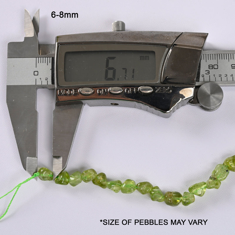 Peridot Smooth Pebble Nugget Loose Beads 6-8mm - 15" Strand