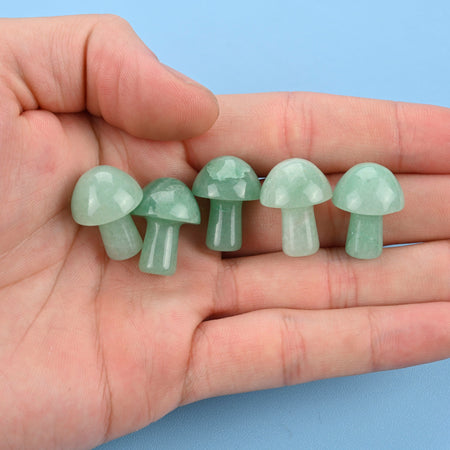 Carved Mushroom Crystal Figurine, 20mm Natural Green Aventurine Mushroom Gemstone, Crystal Decor, Green Aventurine.