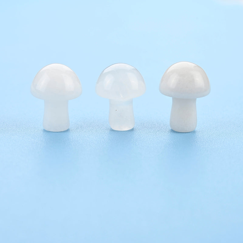 Carved Mushroom Crystal Figurine, 20mm Natural White Jade Mushroom Gemstone, Crystal Decor, White Jade.