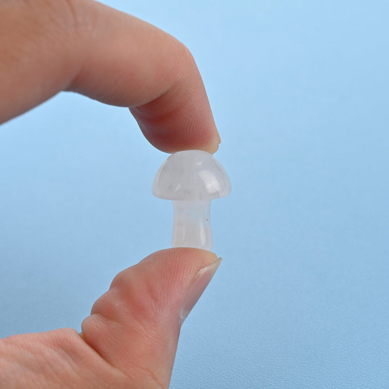 Carved Mushroom Crystal Figurine, 20mm Natural White Jade Mushroom Gemstone, Crystal Decor, White Jade.