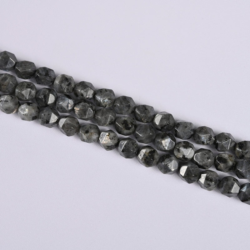 Larvikite Labradorite Star Cut Faceted Loose Beads 8mm - 15" Strand