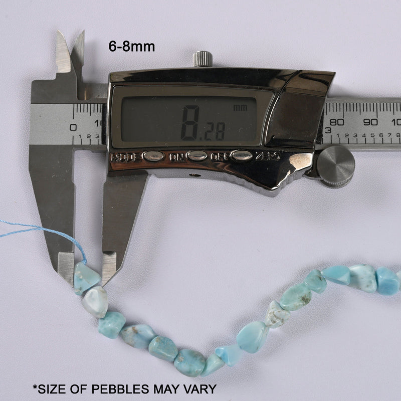 Larimar Quartz Smooth Pebble Nugget Loose Beads 6-8mm, 8-12mm - 15" Strand