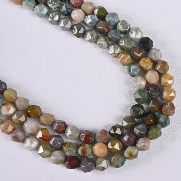 India Agate / Indian Agate Star Cut Faceted Loose Beads 8mm - 15" Strand