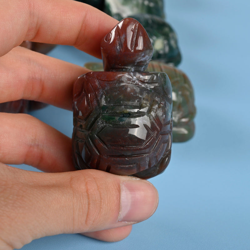 Carved Tortoise Crystal Figurine, 2 inch Natural Indian Agate Turtle Gemstone, Crystal Decor, India Agate.