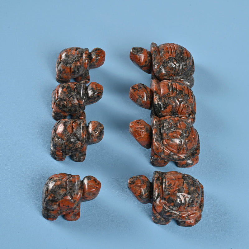 Carved Tortoise Crystal Figurine, 1.5 inch, 2 inch Natural Red Labradorite Turtle Gemstone