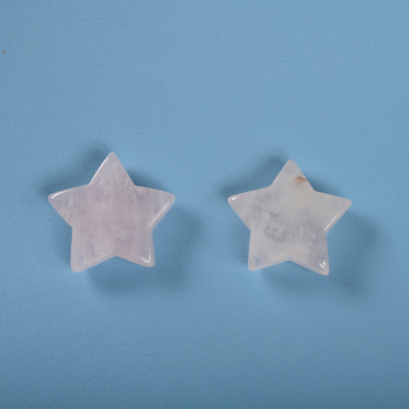 Carved Star Gemstone Crystal, Rose Quartz Star Crystal Carving, 30mm Star Figurine, Pocket Stone.