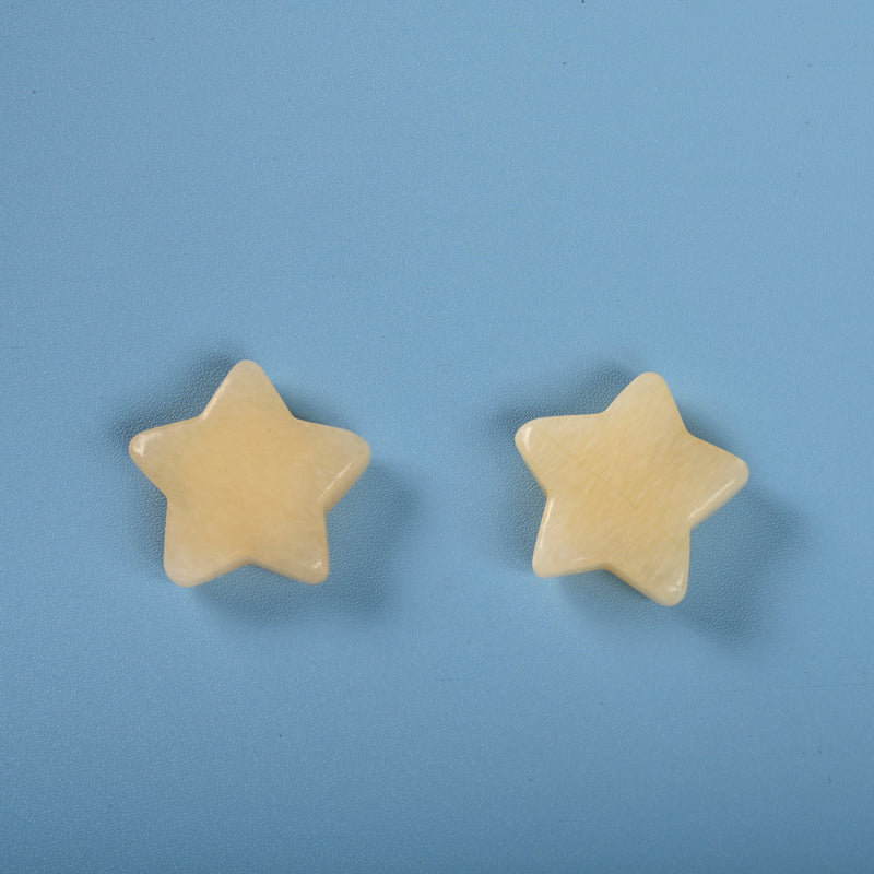 Carved Star Gemstone Crystal, Yellow Jade Star Crystal Carving, 30mm Star Figurine, Pocket Stone.