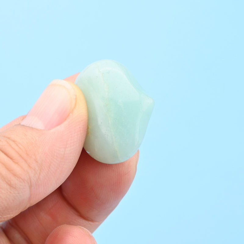 Carved Puffy Heart Figurine, 25mm x 20mm Natural Amazonite Heart Gemstone, Crystal Decor, Amazonite Small Heart Stone.