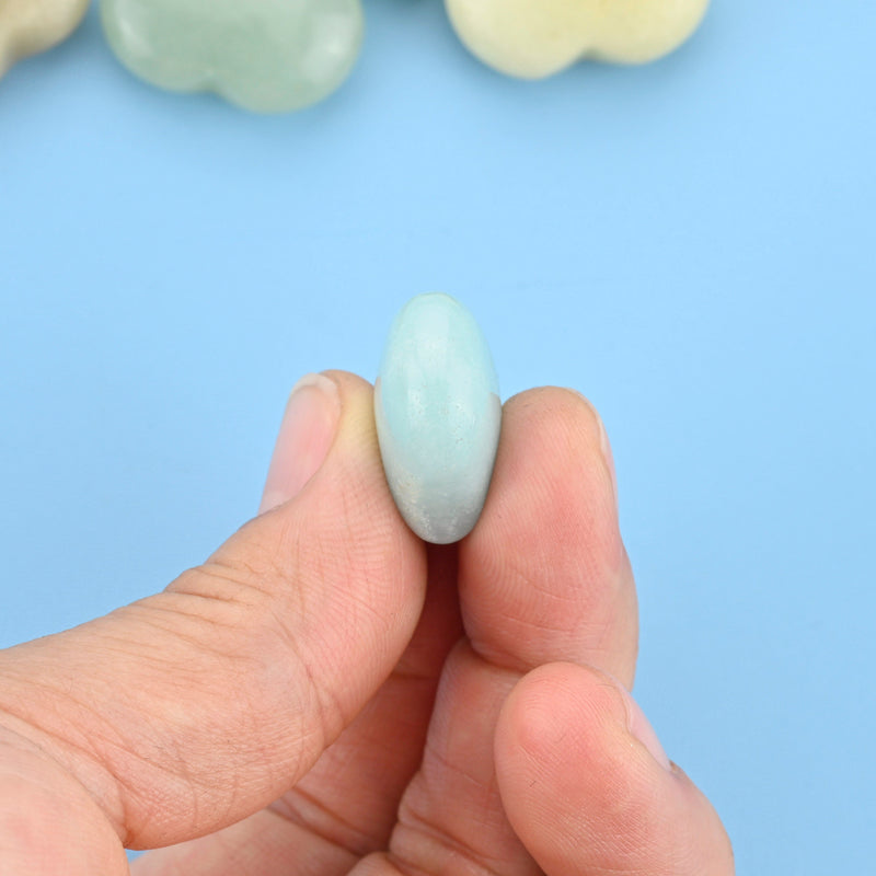 Carved Puffy Heart Figurine, 25mm x 20mm Natural Amazonite Heart Gemstone, Crystal Decor, Amazonite Small Heart Stone.