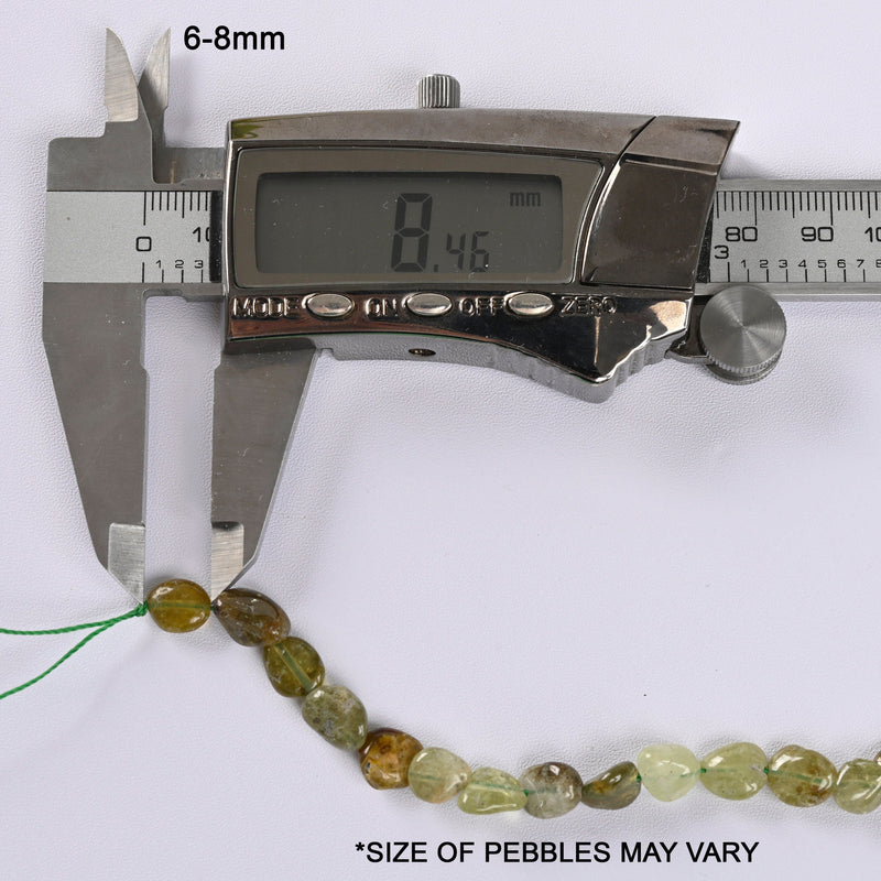 Green Garnet Smooth Pebble Nugget Loose Beads 6-8mm, 8-12mm - 15" Strand