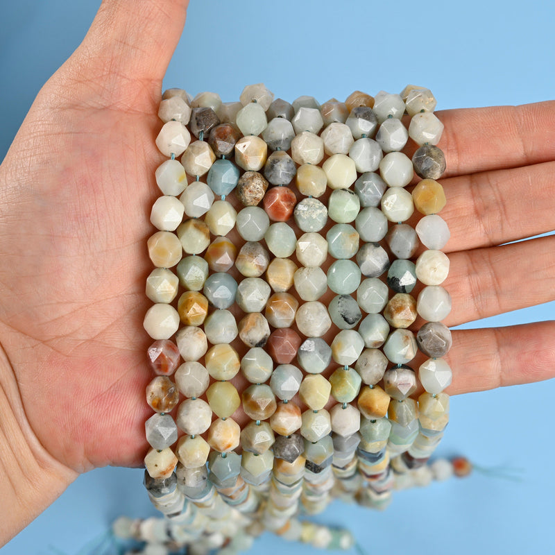 Amazonite Star Cut Faceted Loose Beads 8mm - 15" Strand