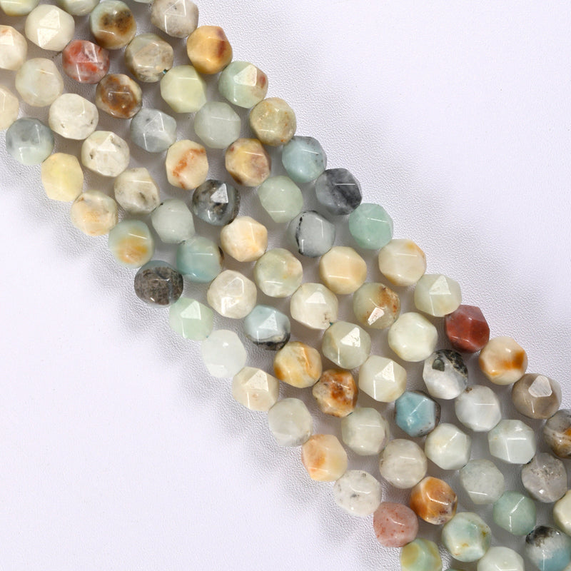 Amazonite Star Cut Faceted Loose Beads 8mm - 15" Strand