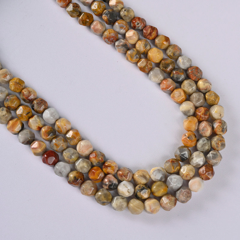 Crazy Agate / Crazy Lace Agate Star Cut Faceted Loose Beads 8mm - 15" Strand