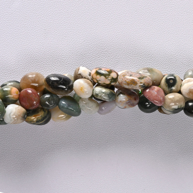 Ocean Jasper Smooth Pebble Nugget Loose Beads 6-8mm - 15.5" Strand