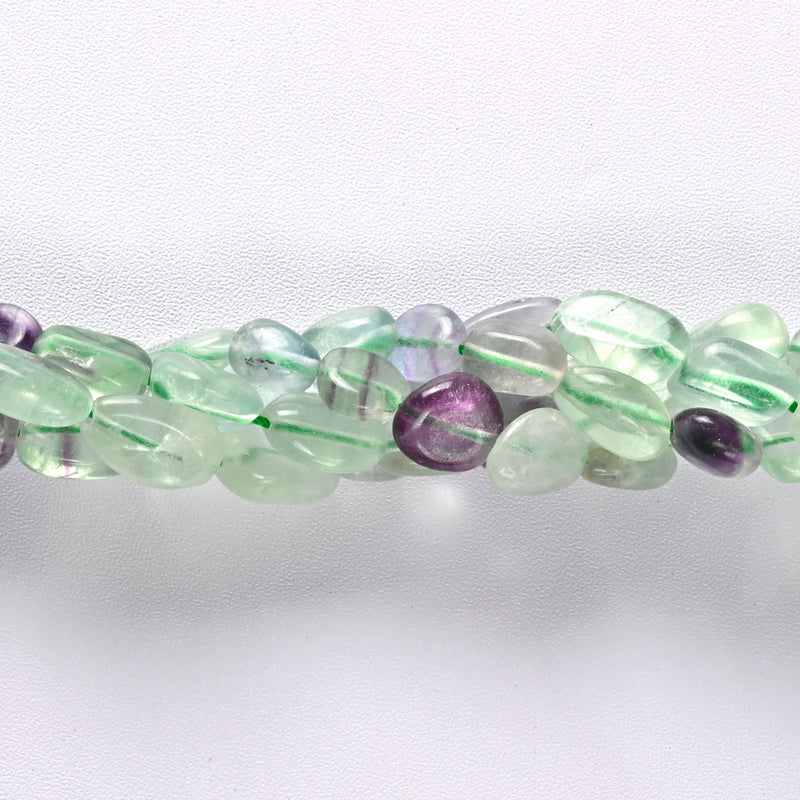 Green Fluorite Smooth Pebble Nugget Loose Beads 8-10mm - 16" Strand