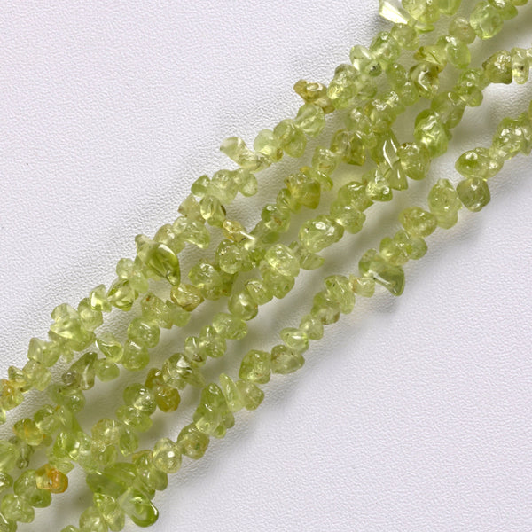 Peridot Crushed Stone Smooth Loose Gravel Chips Beads 2-3mm - 33" Strand