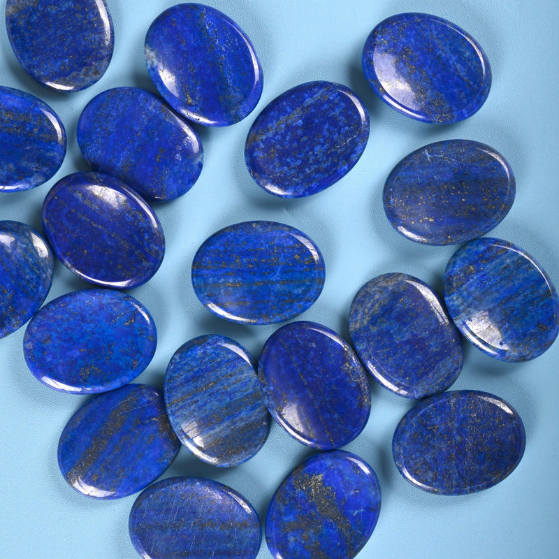 Worry Stone Crystal, Lapis Lazuli Worry Stone Gemstone, Carved Crystal Palm Stone.