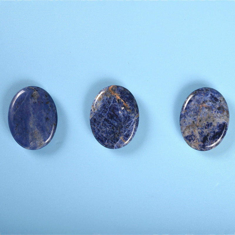 Worry Stone Crystal, Sodalite Worry Stone Gemstone, Carved Crystal Palm Stone.