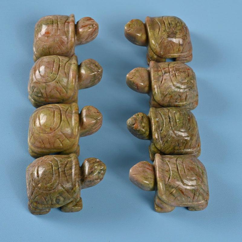 Carved Tortoise Crystal Figurine, 2 inch Natural Chinese Unakite Turtle Gemstone, Crystal Decor, Chinese Unakite Jasper.